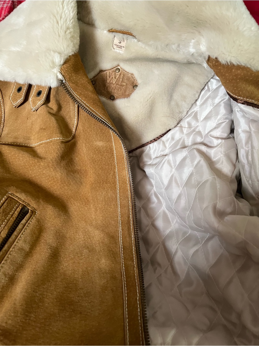 Wilsons Leather Tan Suede Shearling-Lined Jacket - Picture 1 of 8